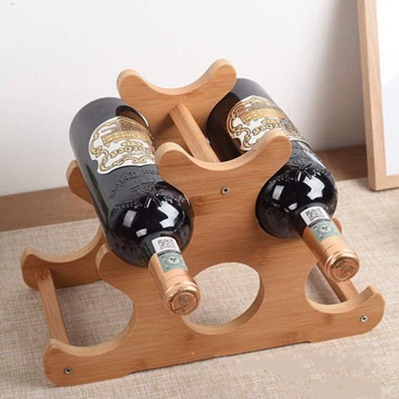 Wine Rack, Wine Bottle Holder for Home Kitchen Bar, 6-Bottle Wine Shelf ,Bamboo - Picture 6 of 8
